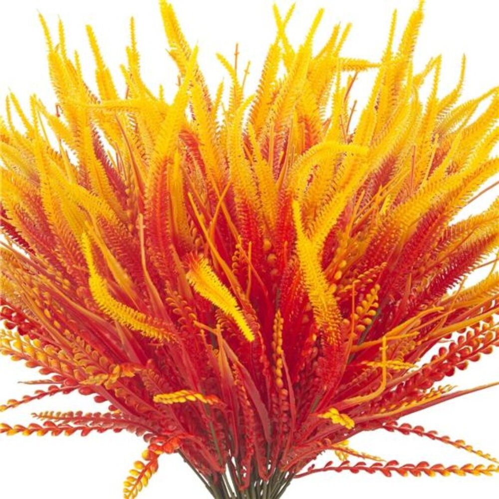 10 Bundles Artificial Fall Flowers for Outdoors Fake Plants UV Resistant Plastic